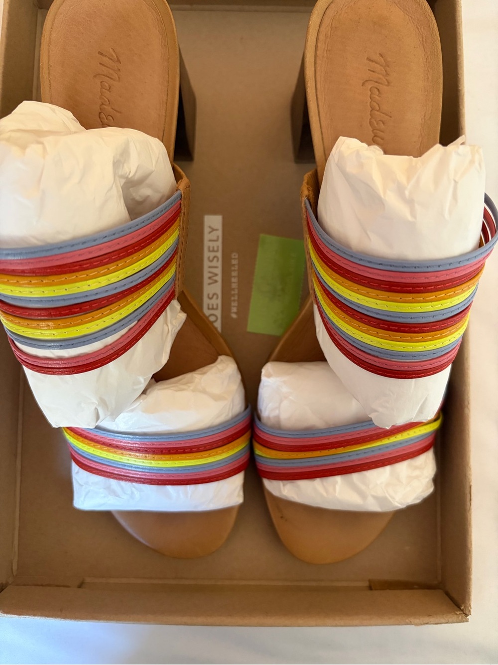 Madewell Rainbow Strap Sandals in Tan and Multicolor